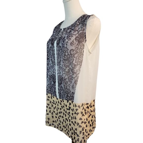 CAbi #938 Small Rosewater & White Ladylike Sheer Top Paisley & Geometric Design - Picture 4 of 15